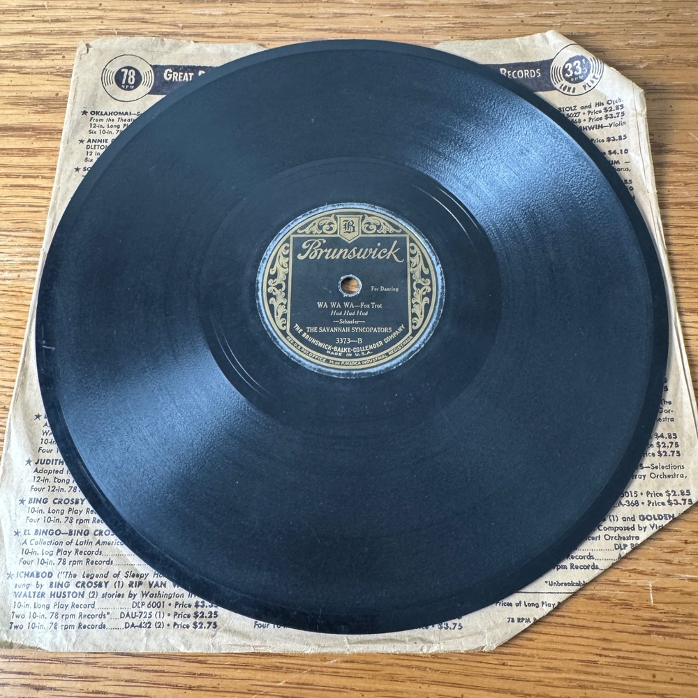 Brunswick 3373 Savannah Syncopators Someday Sweetheart Wa Wa Wa 78 RPM Record
